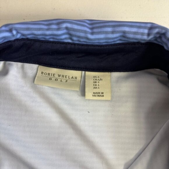 Rorie Whelan Golf Striped Performance Stretchy Polo Shirt - Size L - Picture 7 of 11